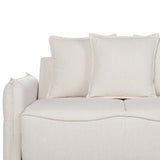 Beliani Canapé Convertible Couchage Moderne avec Rangement Coussins Dossier Housses Amovibles en Tissu Blanc Cassé Krama