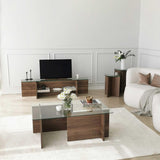 Emob - Table Basse Locelso | Verre trempé | Noyer