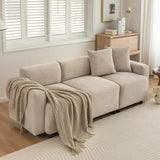 Zepneiy Canapé 3 Places Moderne Design, Canapé 3 Places avec 2 Coussins, Meuble Salon Rembourré Canapé, Moderne Canapé en Chenille-Stoff pour Appartement Bureau, Beige