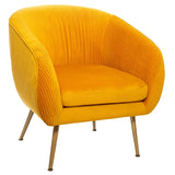 Atmosphera - Fauteuil Solaro Moutarde en Velours plissé