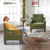 VINGLI Chaise d'appoint vert olive pour salon, chambre à coucher – Fauteuil moderne du milieu du siècle, siège rembourré confortable pour appartement, salle d'attente