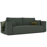 GREKPOL Sofa 240x105 cm - Canapé 3 Places Velours Côtelé - Vert Canapé Convertible 3 Places avec Dossier rembourré