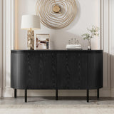 Merax Buffet moderne en bois 145 x 43 x 78 cm avec étagères réglables et pieds en métal, idéal pour le salon et la salle à manger, noir