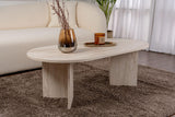 Hanah Home Élégante Table à café, Travertine, 119 x 39,8 x 60 cm, 100% mélamine, épaisseur 18 mm, Design élégant en marbre pour espaces de Vie Modernes