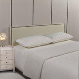 Mobilier-Deco Livia - Tête de lit cloutée en Tissu Lin Beige 160 cm