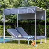 Happy Garden Lit à baldaquin d'extérieur Barbados - Aluminium Blanc/Coussins Gris