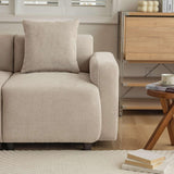 PUGSDRLY Canapé 3 Places avec Coussins Décoratifs,Petit Canapé,Design Moderne,Meuble Rembourré,Tissu Chenille,pour Salon,Chambre,Appartement,Beige