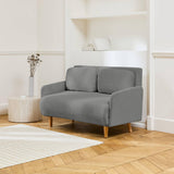 sweeek - Canapé Convertible 2 Places scandinave Velours côtelé Gris Clair - Panam - Pieds Bois. Banquette. Dossier inclinable