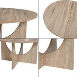 [en.casa] Table Basse de Salon avec Plateau Rond Table d'Appoint Style Intemporel Bout de Canapé pour Salle de Séjour Chambre Bureau Panneau de Particules 80 x 42 cm Effet Chêne