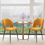 PIPIPOXER Lot de 2 chaises de Salle à Manger ou Salon, avec Dossier, Assise en Tissu Velours et Pieds en métal, pour Salle à Manger, Salon,Jaune
