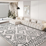 Leesentec Tapis Salon Abstrait Moderne à Motif Géométrique - Poil Court, Doux pour Chambre - Noir, Blanc, Beige, Ivoire (Ivoire/Noir, 200 * 250cm)