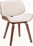 CLP Chaise de Salle à Manger Beverley Tissu, Chaise de Cuisine en Bois, avec Dossier, Fauteuil rembourré, Couleur:Noyer/crème
