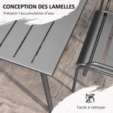 Outsunny Salon de Jardin extérieur Ensemble Salle à Manger de Jardin 7 pièces avec 1 Table et 6 chaises empilables en Acier Gris