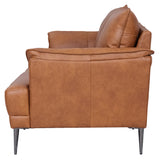 Soul Canapé en cuir 3 places Cognac Marron - Canapé en cuir véritable de qualité supérieure - Design scandinave - Ressorts ensachés - Pieds en métal - Confort moderne pour le salon - Intemporel et
