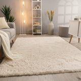 Paco Home Tapis De Salon Poils Longs Fausse Fourrure Shaggy Moelleux Monochrome, Dimension:160x220 cm, Couleur:Crème