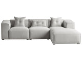Canapé d'Angle Côté Gauche 3 Places avec Coussins Rembourré en Tissu Gris Clair Dolva