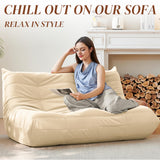 Gazecaia Canapé causeuse au coin du feu. Pouf poire moderne en tissu de lin en microfibre de qualité supérieure, canapé Togo, canapé d'angle pour salon, chambre à coucher, salon, bureau, beige