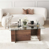 Emob - Table Basse Locelso | Verre trempé | Noyer