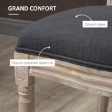 HOMCOM Lot de 4 Chaises de Salle à Manger Style Louis XVI Aspect Lin Gris