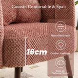 Ckaff Fauteuil de Salon avec Coussin, Fauteuil Coiffeuse avec Dossier Pétale, Chaise Coquillage avec Pied Bois Chaise Coiffeuse Coussin Confortable pour Salon Bureau Chambre (Rose, Lot de 1)