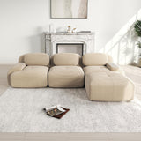Canapé 3 Places avec revêtement hautement élastique, Canapé d'angle modulaire avec accoudoirs extra larges, Pour salonen hambre et home cinéma, en tissu velours côtelé Beige (sans assemblage)