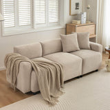 PUGSDRLY Canapé 3 Places avec Coussins Décoratifs,Petit Canapé,Design Moderne,Meuble Rembourré,Tissu Chenille,pour Salon,Chambre,Appartement,Beige