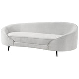 Beliani Canapé Glamour en Tissu Forme Courbée Pieds Noirs en Métal Blanc Cassé Savar