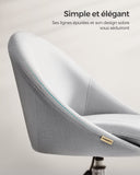 SONGMICS Chaise de Bureau, Fauteuil Pivotant en Tissu Coton-Lin, Siège Confort, Rembourrage en Mousse, Réglable en Hauteur, pour Bureau, Chambre, Gris Tourterelle OBG020G01