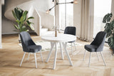 AlpiMeble Table de salle à manger ronde OVO, table extensible diamètre : 80 cm à 130 cm, table de salon, couleur : blanc, avec pieds en bois de couleur blanche