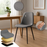 CLP Chaise de Salle à Manger rembourrée Maryam, Chaise de Cuisine avec Dossier et Cadre en métal Noir, supporte jusqu'à 150 kg, Couleur:Gris Clair, Matériel:Tissu