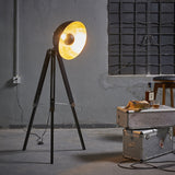Lampadaire Fascino Métal Rétro Projecteur Lampe De Sol Noir Dorée VN-L00019-EU