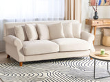 Canapé Fixe 2 Places en Velours Blanc Cassé avec Pieds en Bois et Rembourrage Moelleux pour Salon Design Glamour Beliani
