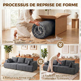 HOMCOM Canapé 3 Places en Chenille 248 cm Large Assise Rembourrée Gris