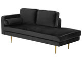 Chaise Longue Méridienne Côté Gauche en Velours Noir Assise Confortable pour Salon Glamour et Moderne Beliani