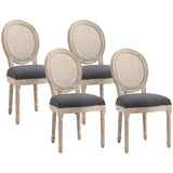 HOMCOM Lot de 4 Chaises de Salle à Manger Style Louis XVI Aspect Lin Gris