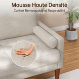 Vesgantti Petit Canapé 2 Places en Lin Ashbeige 121cm Coussin à Ressorts, Accoudoirs, Salon Moderne, Causeuse Fixe