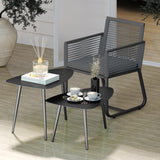 Outsunny Lot de 2 tables basses de balcon en acier - Résistantes aux intempéries - Design géométrique - Pour extérieur, jardin, terrasse, balcon - Noir