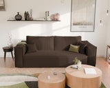 GREKPOL Sofa 240x105 cm - Canapé 3 Places Velours Côtelé - Marron Canapé Convertible 3 Places avec Dossier rembourré