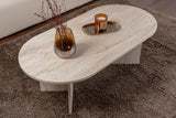 Hanah Home Élégante Table à café, Travertine, 119 x 39,8 x 60 cm, 100% mélamine, épaisseur 18 mm, Design élégant en marbre pour espaces de Vie Modernes