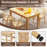 COSTWAY Chaise Wishbone Style Scandinave, Chaises avec Cadre en Métal, Dossier en Y, Assise Tressée, Chaise Design pour Salle à Manger, Salon, Bureau (Naturel,2)