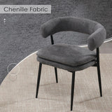 chairus Chaises de Cuisine Lot de 2 en Tissu Chenille Chaise Salle à Manger avec Double Coussin Rembourré Chaise de Salon avec Pieds Métal, Gris