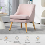 HOMCOM Fauteuil Lounge avec Aspect Lin, accoudoirs, rembourré Fauteuil Relax avec Pieds en Bois, pour Salon, Chambre, Rose