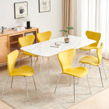 U2PICK Chaises de Salle à Manger en Velours rembourré avec Pieds chromés, empilables, légères et sans accoudoirs pour Cuisine, Bureau, vestiaire, Salon (Jaune, 2 pièces)