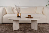 Hanah Home Élégante Table à café, Travertine, 119 x 39,8 x 60 cm, 100% mélamine, épaisseur 18 mm, Design élégant en marbre pour espaces de Vie Modernes