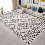 Leesentec Tapis Salon Chambre à Poils Courts,Super Doux Dessous AntidéRapant, Abstrait Decoration Maison Grand Interieur Moquette,Paillasson Exterieur Entree,Ivoire/Noir,200x250cm
