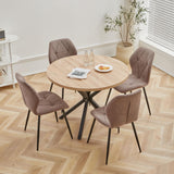 BenyLed Table Ronde avec Pieds Robustes en Forme de X, 100cm*100cm*76.5cm pour Cuisine, Petit Espace, Appartement (Grain de Bois Clair)