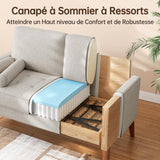 Vesgantti Petit Canapé 2 Places Ashbeige, Canapé en Lin 121cm avec Coussin à Ressorts, Mini Canapé Chambre avec Accoudoirs, Canapé de Salon Moderne, Canapé Fixe 2 Places, Ashbeige Causeuse