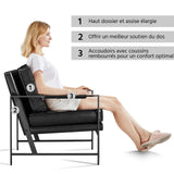 Yaheetech Fauteuil de Salon Moderne Fauteuil d'appoint Design avec Coussins Rembourrés Cadre en métal Fauteuil de Lecture Confortable Noir