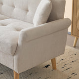 MOBETTRES Canapé double capitonné en tissu chenille avec coussins épais pour salon, chambre à coucher, appartement, etc. (beige)