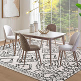 Leesentec Tapis Salon Abstrait Moderne à Motif Géométrique - Poil Court, Doux pour Chambre - Noir, Blanc, Beige, Ivoire (Ivoire/Noir, 200 * 250cm)